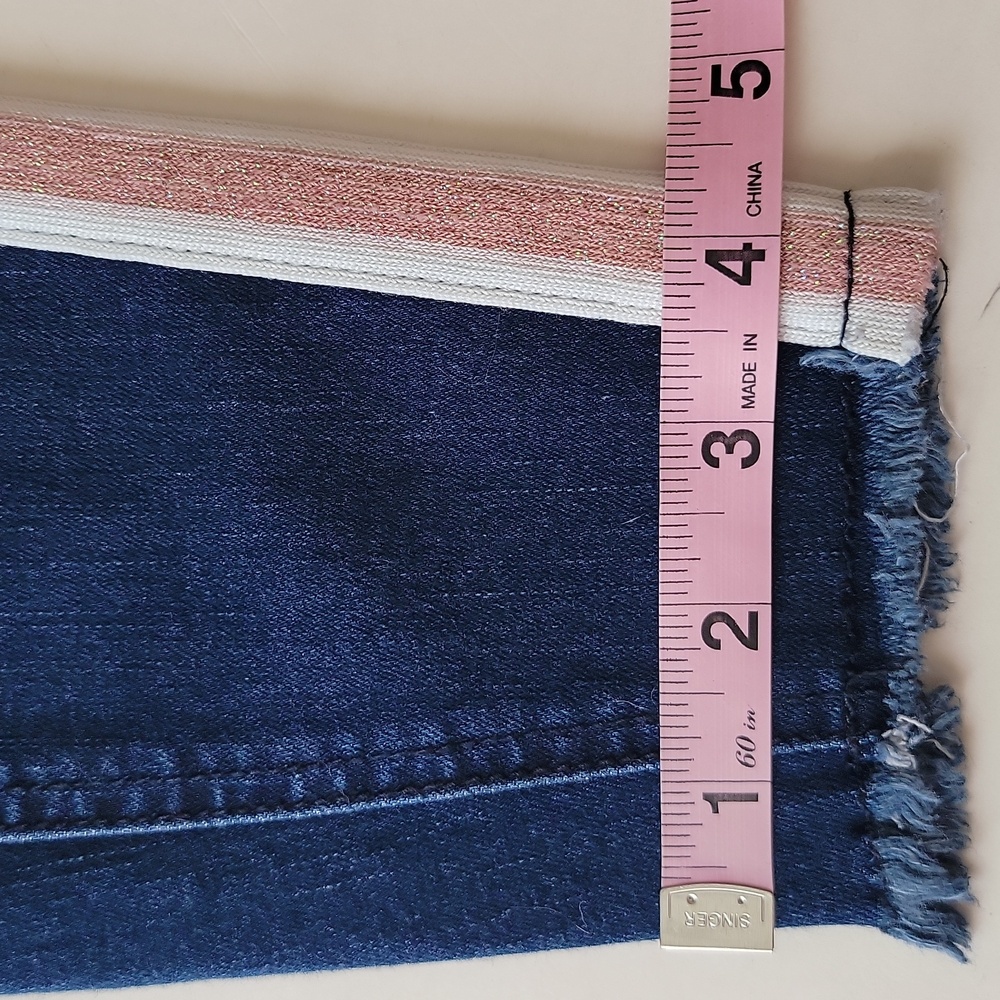 Justice Girls Mid Rise Leggings · Dark Wash Denim Stripe · Large 12 - Picture 10 of 11